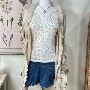 Vintage 90s Y2k Floral Lace Top Cottage Shoujo Girl Dolly Kei Coastal Cowgirl M